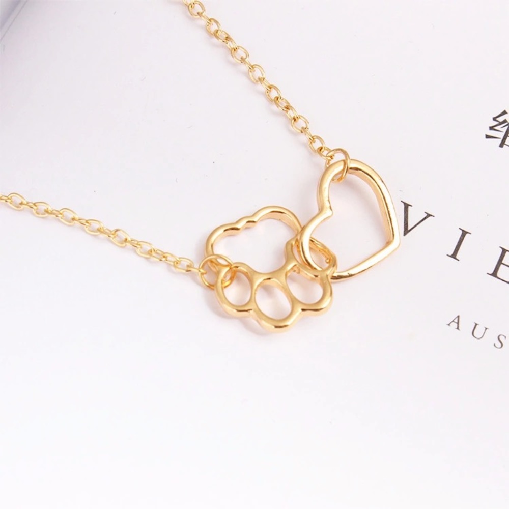 Gold Tone Paw Necklace - Picture 2 of 3